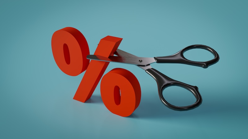 Background Of Bank's Interest Rate Cut Concept, 3d Rendering